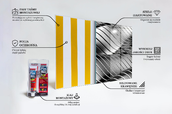 Painel para cozinha Abstração de Ondas Metálicas