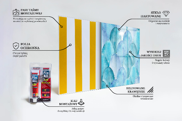 Backsplash cozinha Padrão de escamas azuis em aquarela