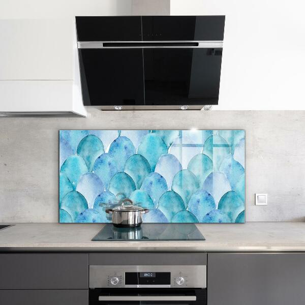 Backsplash cozinha Padrão de escamas azuis em aquarela