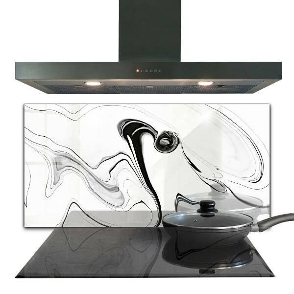 Painel de vidro para a cozinha Marmură Albă Linii Negre
