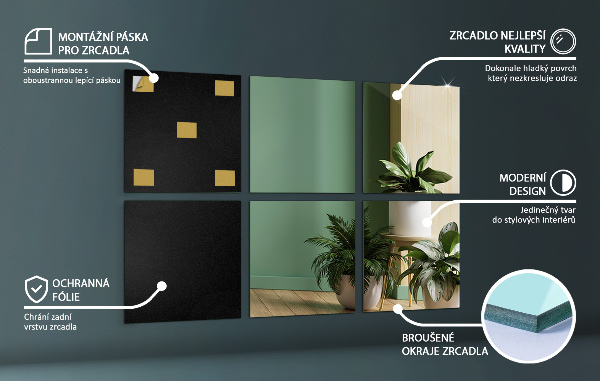 Azulejos espelhados 6 unidades. 16x16 cm