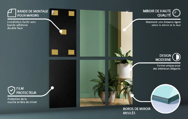 Placas de espelho 6 unidades. 30x16 cm