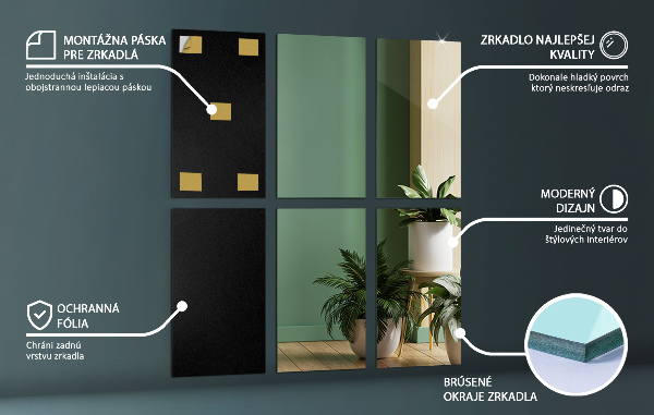 Azulejos espelhados 6 unidades. 30x20 cm