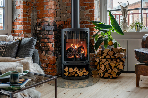 Base de vidro semi-oval para lareira 100x100 cm