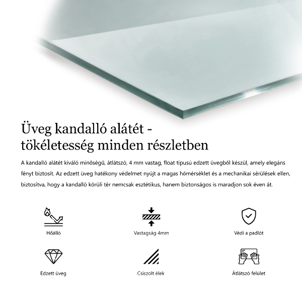 Base de vidro redonda para lareira 50x50 cm