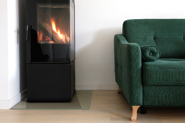 Base de vidro redonda para lareira 60x60 cm