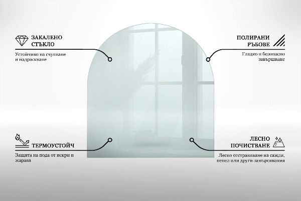 Base de vidro para lareira 100x100 cm