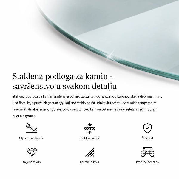 Base de vidro para lareira 100x100 cm