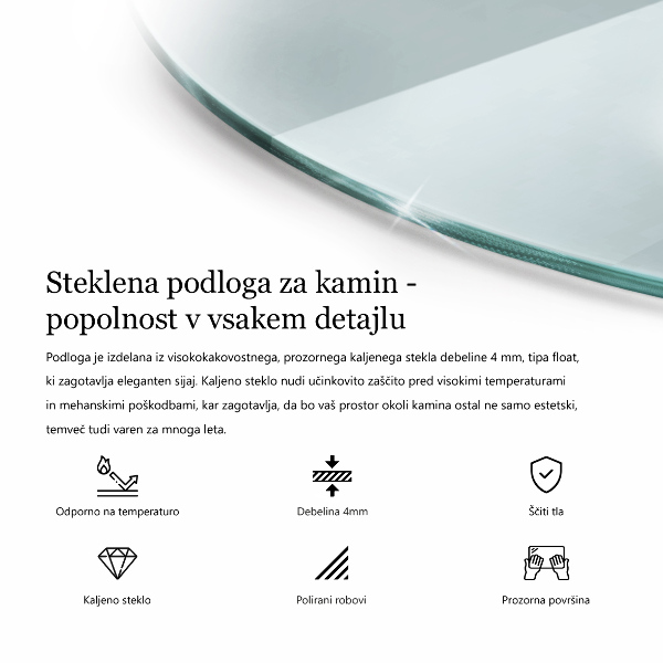 Base de vidro para lareira fi100 cm