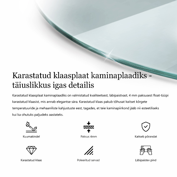 Base de vidro para lareira fi100 cm