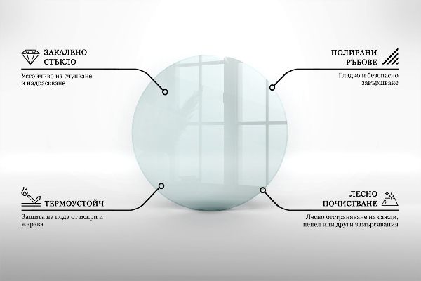 Base de vidro para lareira fi80 cm