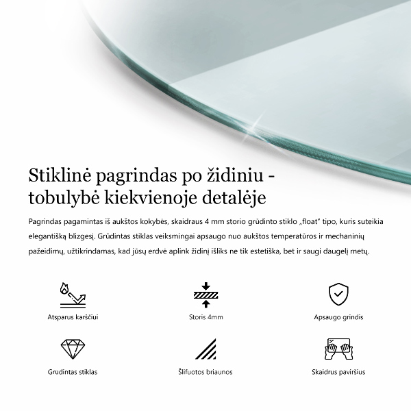 Base de vidro para lareira fi80 cm