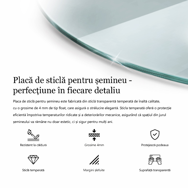 Base de vidro para lareira fi80 cm