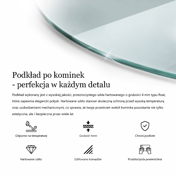 Base de vidro para lareira fi80 cm