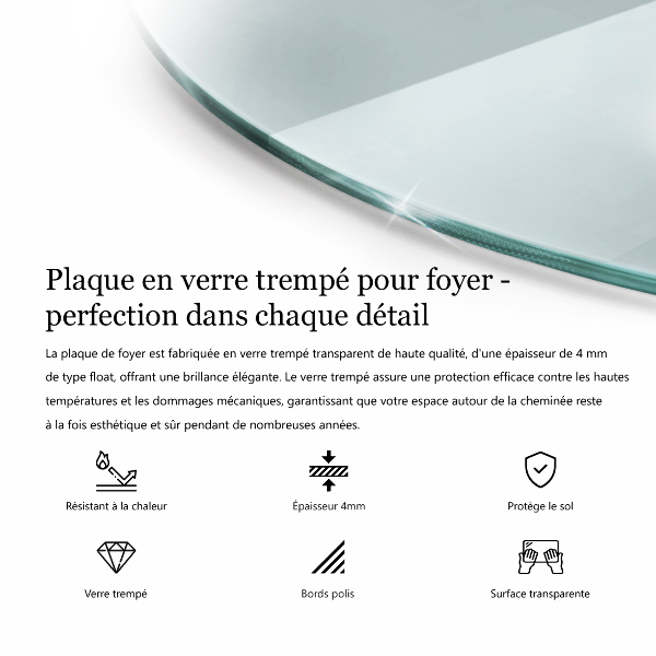 Base de vidro para lareira fi90 cm