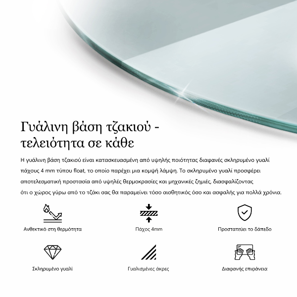 Base de vidro para lareira fi90 cm