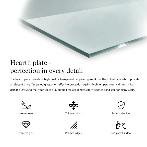 Base de vidro semi-oval para lareira 100x50 cm