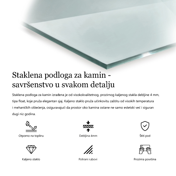 Base de vidro semi-oval para lareira 120x60 cm