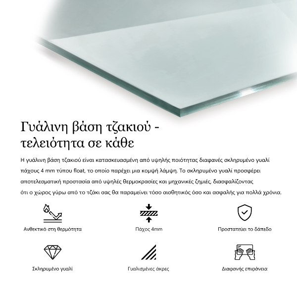 Base de vidro para lareira 120x80 cm