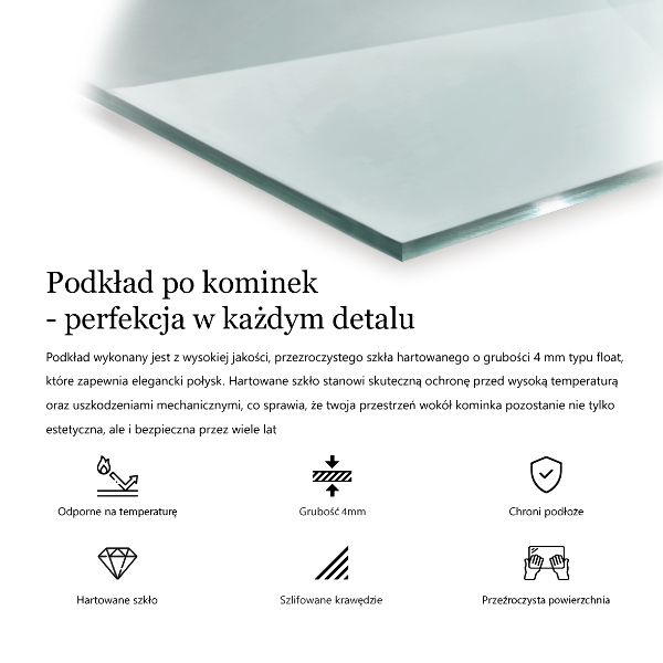 Base de vidro para lareira 120x80 cm