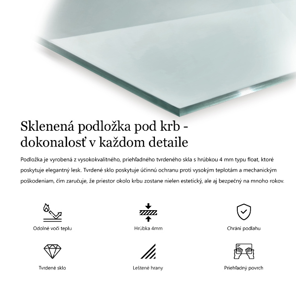 Base de vidro semi-oval para lareira 125x50 cm