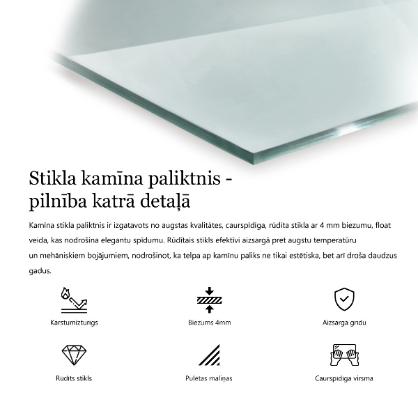 Base de vidro semi-oval para lareira 125x50 cm