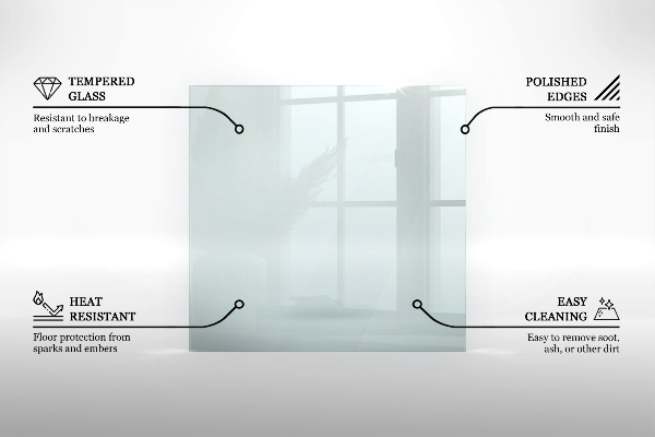 Base de vidro semi-oval para lareira 125x50 cm