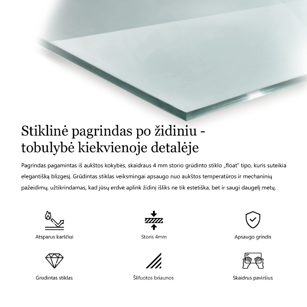 Base de vidro para lareira 60x40 cm