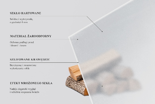 Base de vidro para lareira semitransparente 100x70 cm
