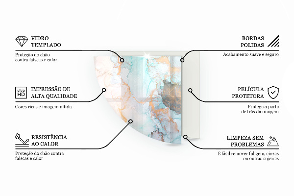 Base de vidro semi-oval para lareira Padrões de azulejos decorativos