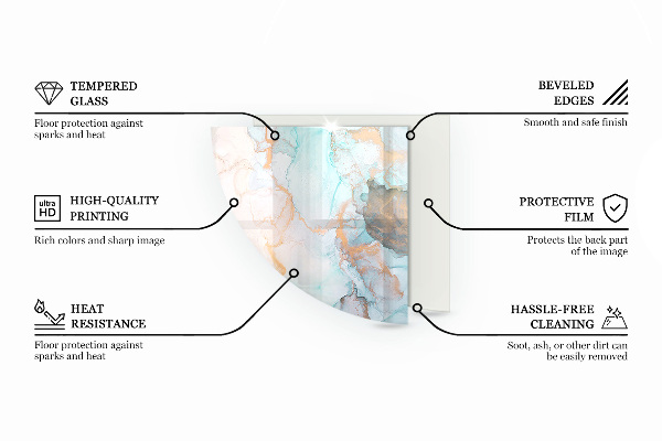 Base de vidro semi-oval para lareira Padrão com formas pequenas