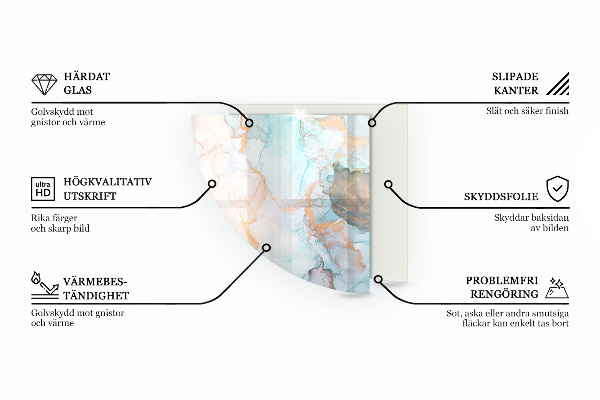 Base de vidro semi-oval para lareira Padrão de madeira natural