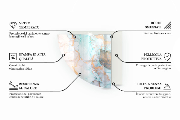Base de vidro semi-oval para lareira Folhas em padrões sutis