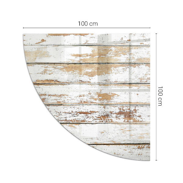 Base de vidro semi-oval para lareira Tábua de madeira danificada