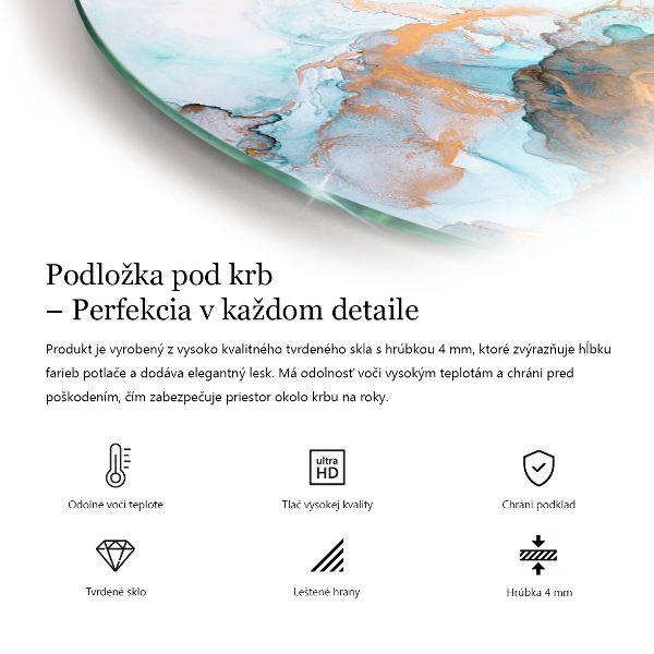 Base de vidro semi-oval para lareira Padrão de veios de mármore