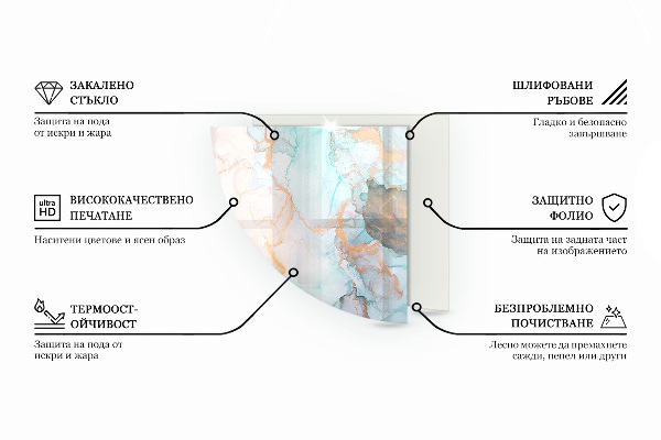 Base de vidro semi-oval para lareira Folhas tropicais ao fundo