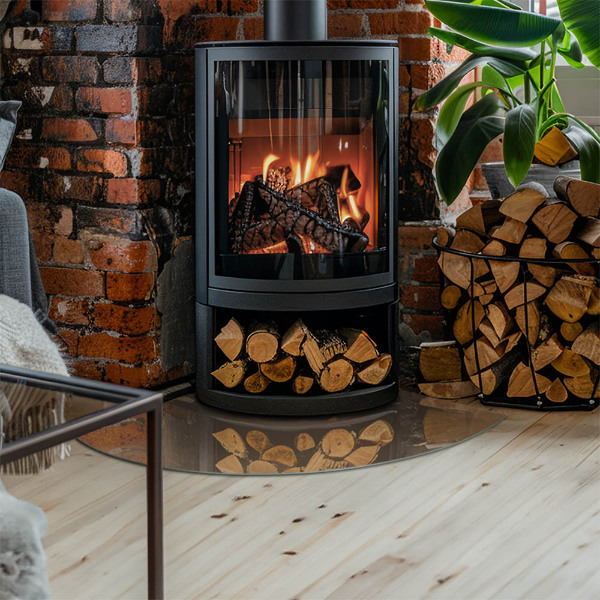 Base de vidro semi-oval para lareira Cor marrom