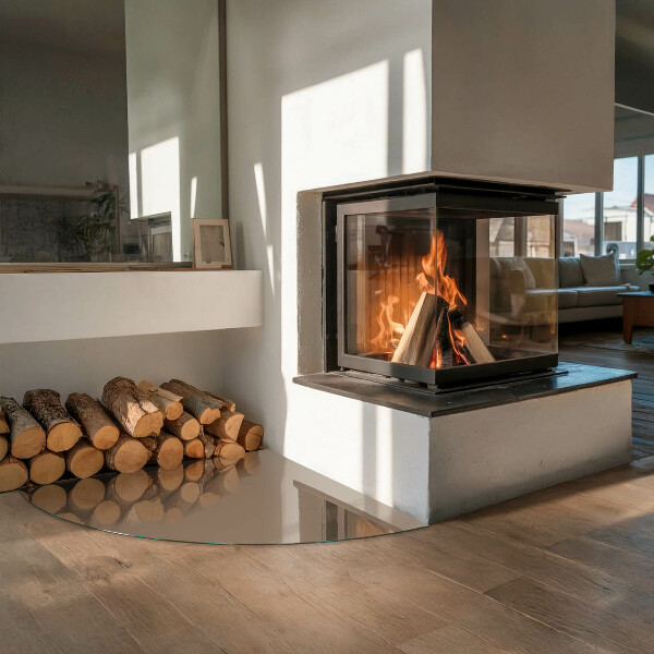 Base de vidro semi-oval para lareira Cor marrom