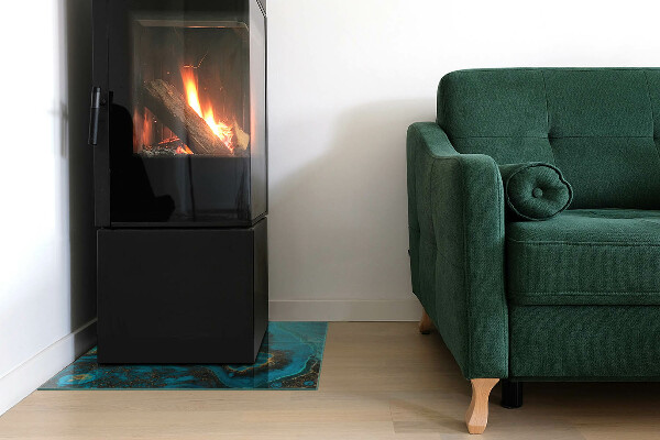 Placa de vidro temperado para lareira Padrão orgânico abstrato