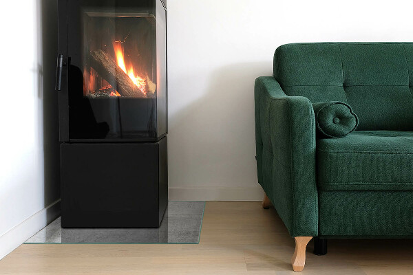 Placa de vidro temperado para lareira textura de concreto bruto