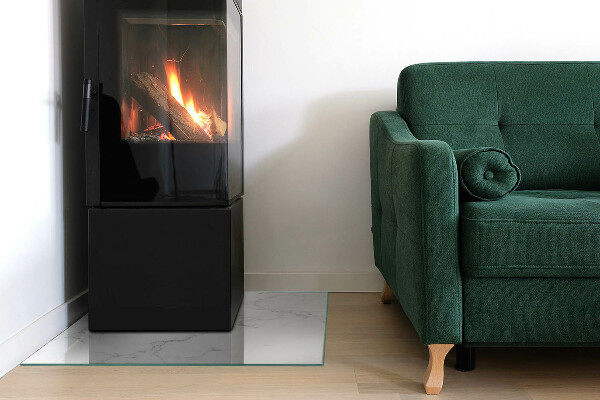 Placa de vidro temperado para lareira Padrão de mármore com veios