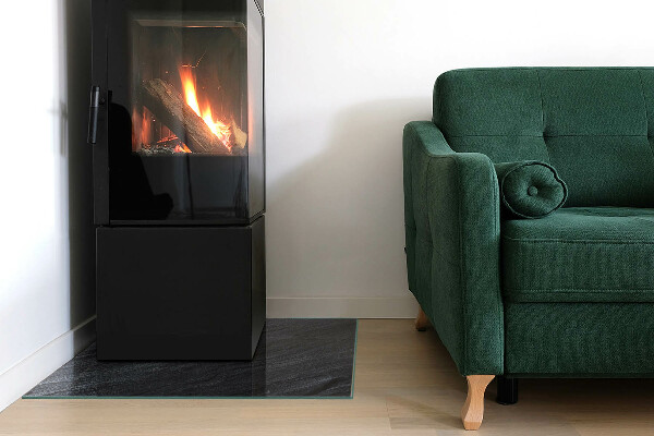 Base de vidro redonda para lareira textura da superfície da pedra