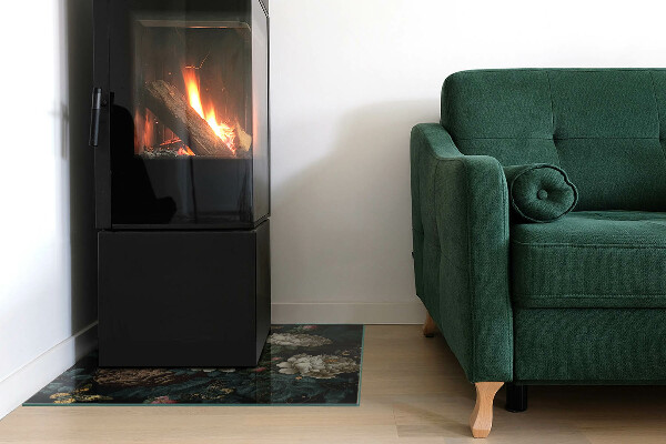 Base de vidro redonda para lareira Estampa floral com borboletas