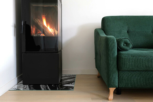 Placa de vidro temperado para lareira Ondas e linhas abstratas