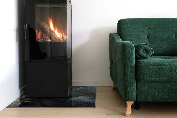 Placa de vidro temperado para lareira Folhas elegantes em textura