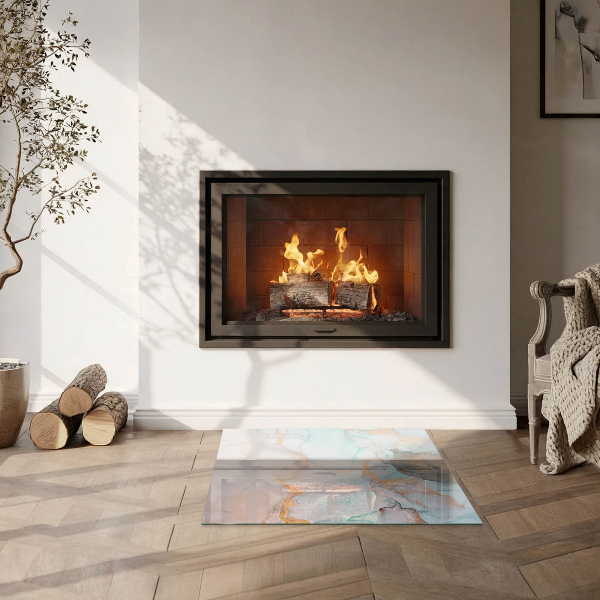 Base de vidro redonda para lareira Padrão fluido abstrato