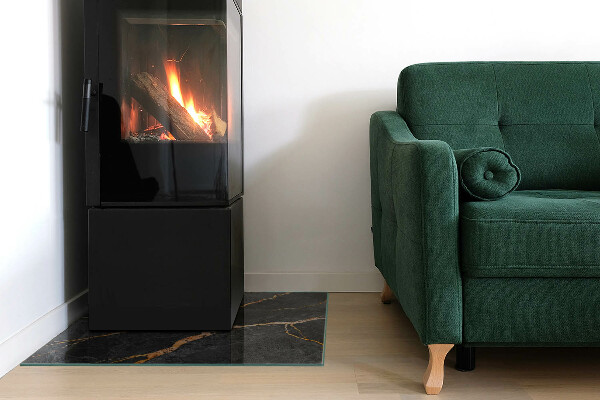 Placa de vidro temperado para lareira Mármore elegante com veios