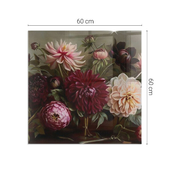 Base de vidro redonda para lareira Buquê de flores em detalhe