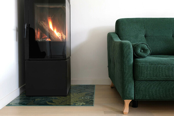 Placa de vidro temperado para lareira Motivos vegetais com borboletas