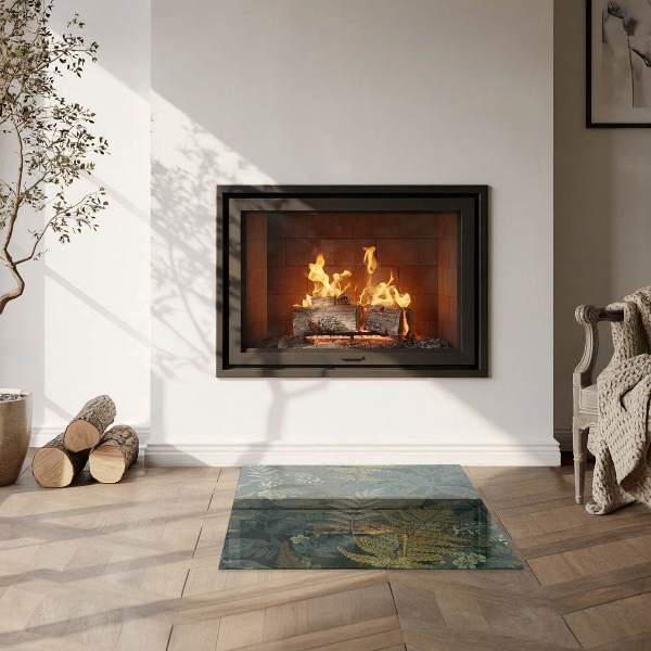 Placa de vidro temperado para lareira Motivos vegetais com borboletas